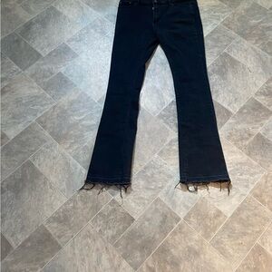 MNML Black Frayed-Hem Flare Jeans